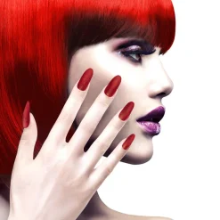 Fingernägel, rot-glitter, 12teilig, selbstklebend