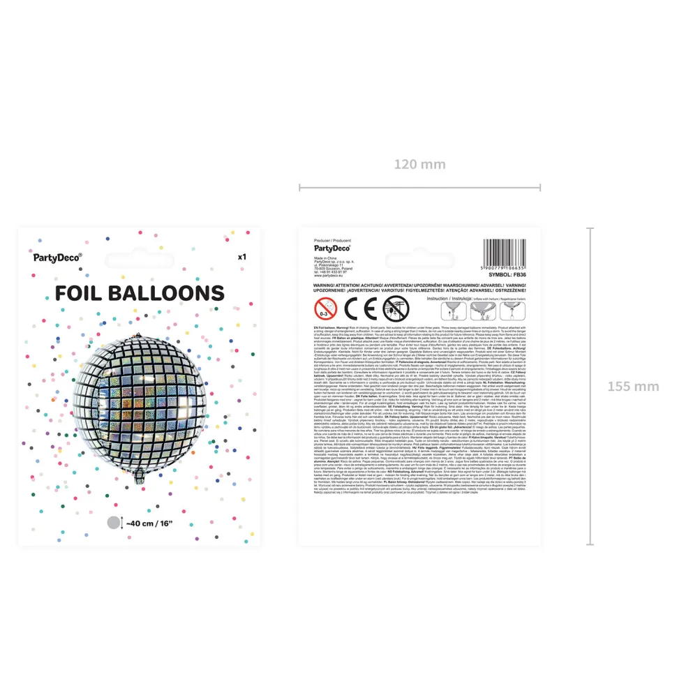 Folienballon Discokugel - 40 cm