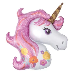 Folienballon Glitzer Einhorn XL, ca. 83x73 cm