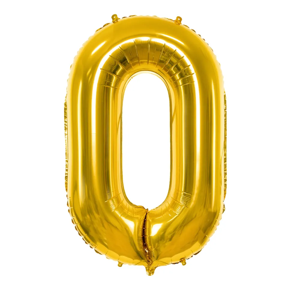 Folienballon Groß Zahl 0 - 86 cm - Gold