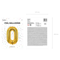 Folienballon Groß Zahl 0 - 86 cm - Gold