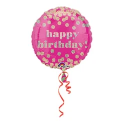 Folienballon Happy-Birthday / Herzlichen Glückwunsch Dotty, ca. 45 cm