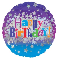 Folienballon Happy-Birthday / Herzlichen Glückwunsch Bright Stars, ca. 45 cm