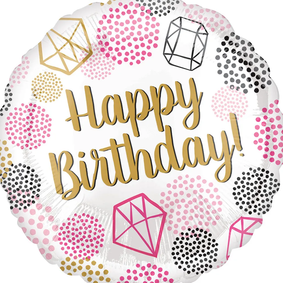 Folienballon Happy Birthday Gems, ca. 45 cm