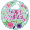 Folienballon HBD Floral Swan, ca. 45 cm