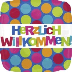 Folienballon Herzlich Willkommen Dots, 45 cm