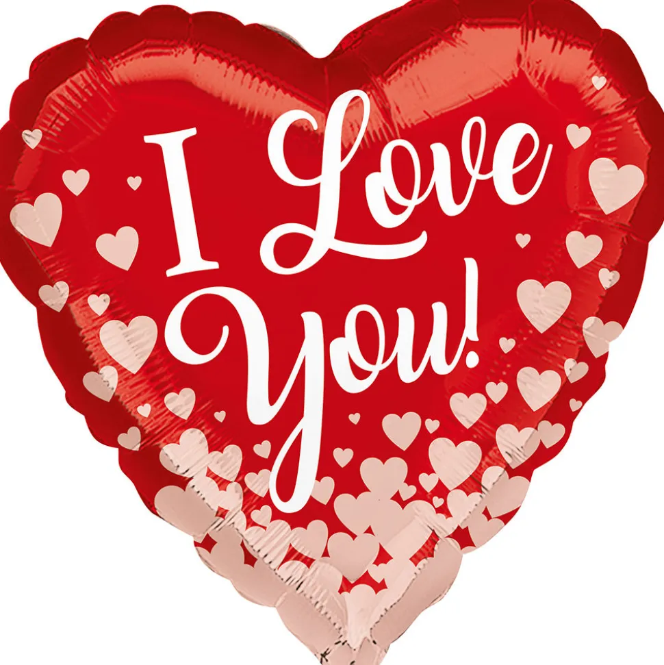 Folienballon I love You, Herz Rot-Rosé, 43cm