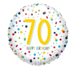 Folienballon Konfetti Happy Birthday 70, ca. 45cm