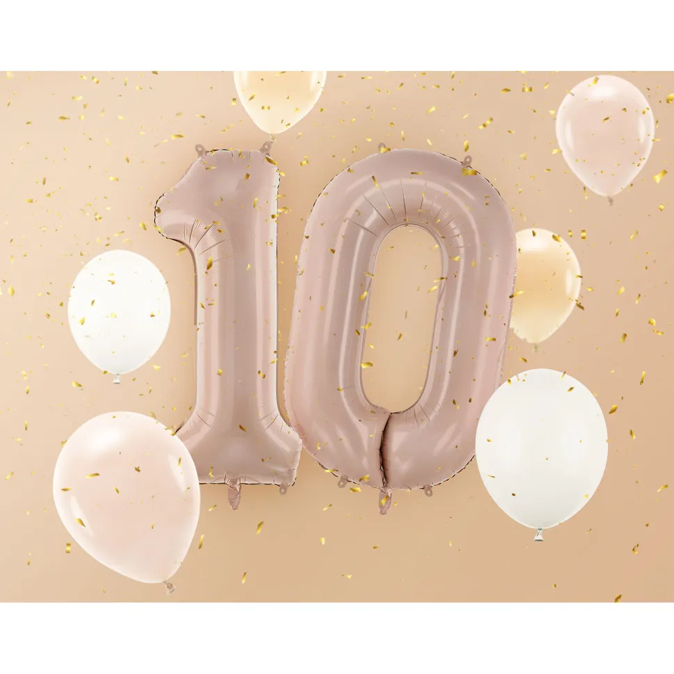 Folienballon Medium Zahl 0 - 72 cm - Dunkelbeige matt