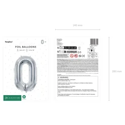 Folienballon Medium Zahl 0 - 72 cm - Silber