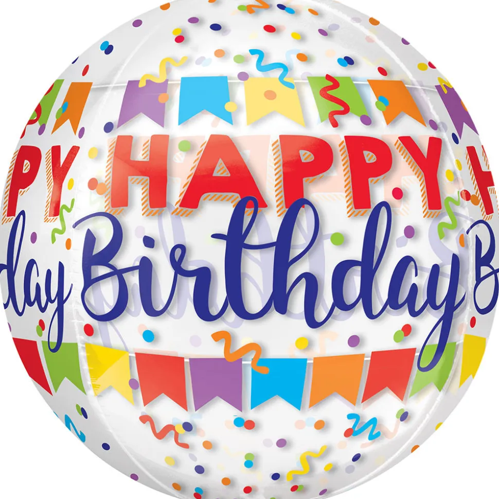 Folienballon Orbz Birthday Banner, 38 x 40 cm
