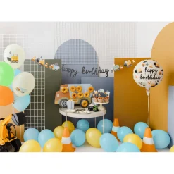 Folienballon Rund Baustellen-Fahrzeuge - 45 cm