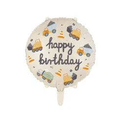 Folienballon Rund Baustellen-Fahrzeuge - 45 cm