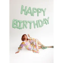 Folienballon Schriftzug Happy Birthday / Geburtstag – 340 × 35 cm – Grün