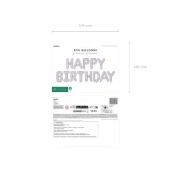 Folienballon Schriftzug Happy Birthday / Geburtstag – 340 × 35 cm – Lila