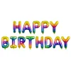 Folienballon Schriftzug Happy Birthday / Geburtstag – 340 × 35 cm – Regenbogen