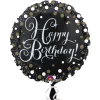 Folienballon Sparkle Schwarz Happy-Birthday / Herzlichen Glückwunsch, ca. 45 cm