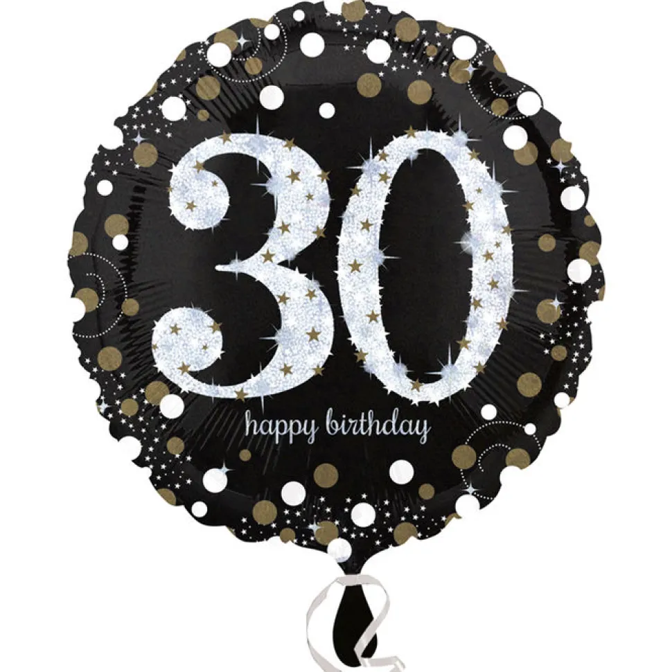 Folienballon Sparkling Birthday 30th, 45 cm