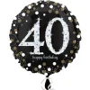 Folienballon Sparkling Birthday 40th, 45 cm