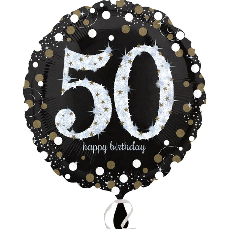 Folienballon Sparkling Birthday 50th, 45 cm