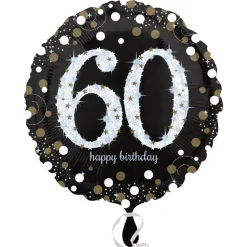 Folienballon Sparkling Birthday 60th, 45 cm