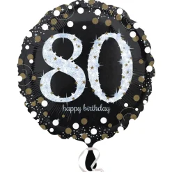 Folienballon Sparkling Birthday 80th, 45 cm