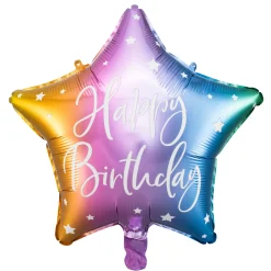 Folienballon Stern Happy Birthday / Geburtstag – 40 cm - Regenbogenfarben