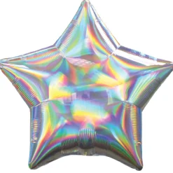 Folienballon Stern, Holographisch Silber-Irisierend, ca. 43cm