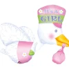 Folienballon Storch It's a Girl, 58x81 cm