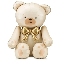 Folienballon Teddybär sitzend - 75 × 84 cm - Creme