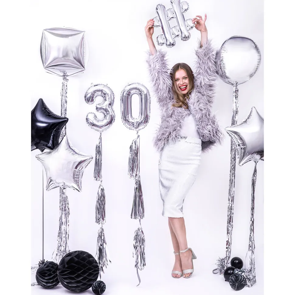 Folienballon Zahl 0 - 35 cm - Silber