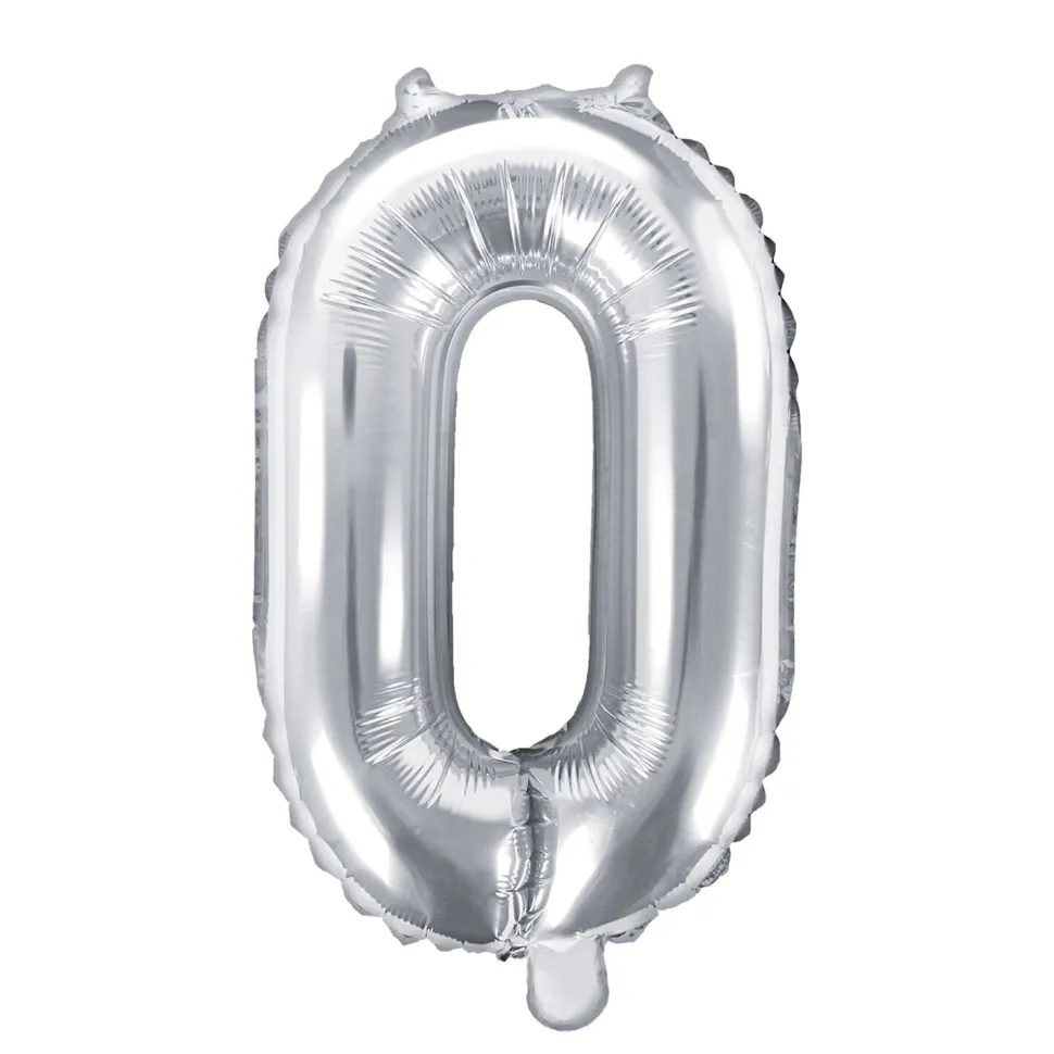 Folienballon Zahl 0 - 35 cm - Silber