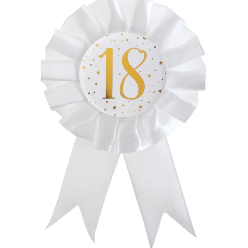 Geburtstags-Button / Rosette, 18 Jahre, Ø 8 x 15 cm