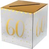 Geldbox 60. Geburtstag, gold-weiß, 20x20x20 cm