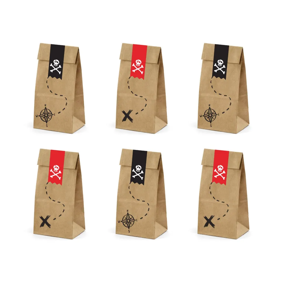 Geschenktüten aus Papier Piraten – 8x18 cm – 6 Stück
