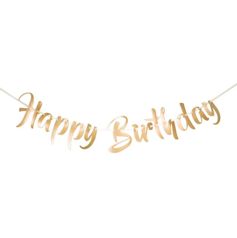 Girlande Happy Birthday gold glänzend, 1 m