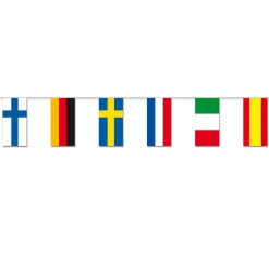 Girlande Nationen mit 14 Fahnen, je 12cm x 24cm, 4m, schwer entflammbar