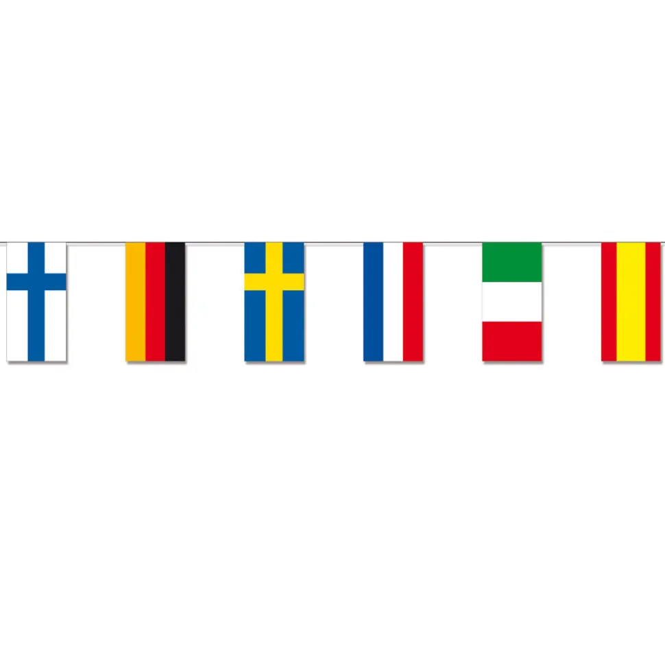 Girlande Nationen mit 14 Fahnen, je 12cm x 24cm, 4m, schwer entflammbar