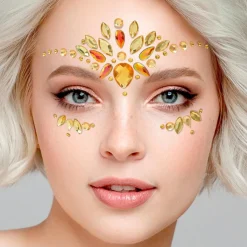 Glitzersteine fürs Gesicht, Diamanten, gelb
