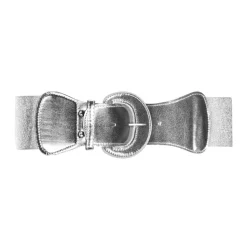 Gürtel mit großer Schnalle, silber