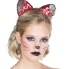 Haarreif Katze mit Wendepailletten rot/silber