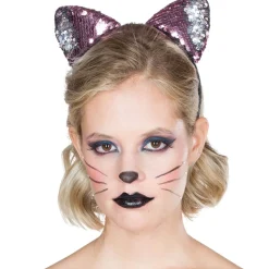 Haarreif Katze mit Wendepailletten rosa/silber
