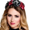 Haarreif Tiara mit Spinne und Blumen