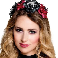 Haarreif Tiara mit Spinne und Blumen