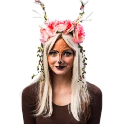 Haarreif weißes Geweih mit Blumen