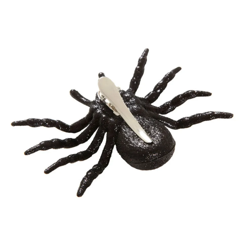 Haarspange Glitter Spinne, schwarz