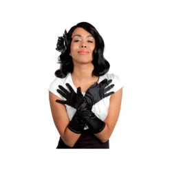 Handschuhe Monte Carlo, schwarz aus Satin, 40 cm