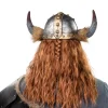 Helm Wikinger mit Hörnern und Fell