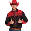 Herren-Hemd Cowboy, schwarz-rot, Gr. M