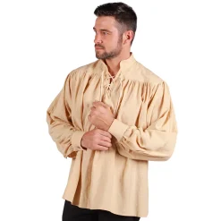 Herren-Kostüm Hemd Pirat, Mittelalterhemd, ecru, Gr. XS